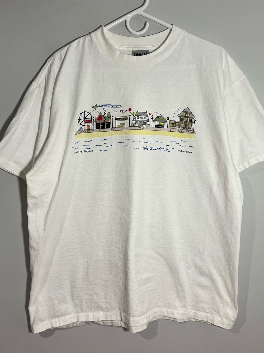 Vintage Ocean City Maryland Boardwalk White Single Stitch T-Shirt Mens XL